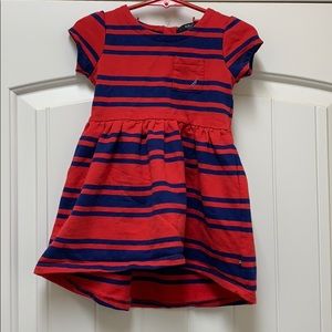 Nautica Red Dress with Blue stripes, size 24M